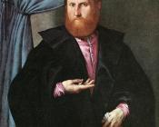洛伦佐 洛图 : Portrait of a Man in Black Silk Cloak